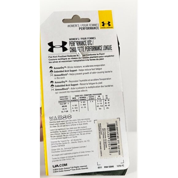 Under Armour Women's Performance OTC Socks, New 2 Pair Pink & Green Size M 7-10 - Picture 5 of 6